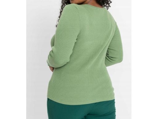 B.P.C bluzka dzianinowa z wycięciem zielona prążkowana 48/50.
