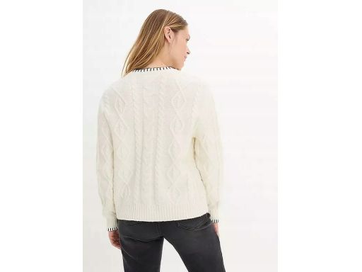B.P.C sweter śmietankowy z czarną nitką z wełną 44/46.