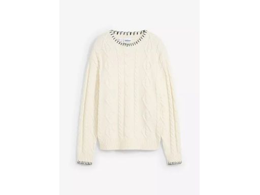 B.P.C sweter śmietankowy z czarną nitką z wełną 44/46.