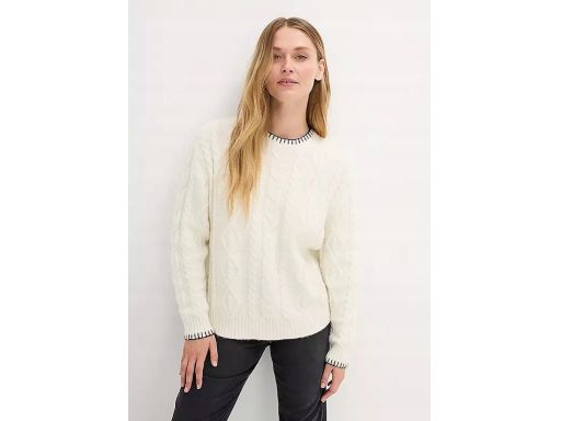 B.P.C sweter śmietankowy z czarną nitką z wełną 44/46.