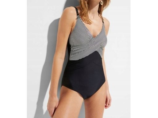 B.P.C kostium jednoczęściowy czarny w białe paski r.46