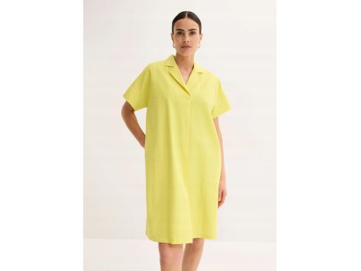 B.P.C sukienka limonkowa koszulowa luźna 50.