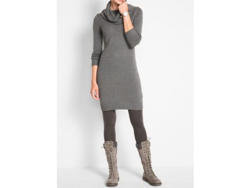 B.P.C sukienka dzianinowa z szerokim golfem szara 36/38.