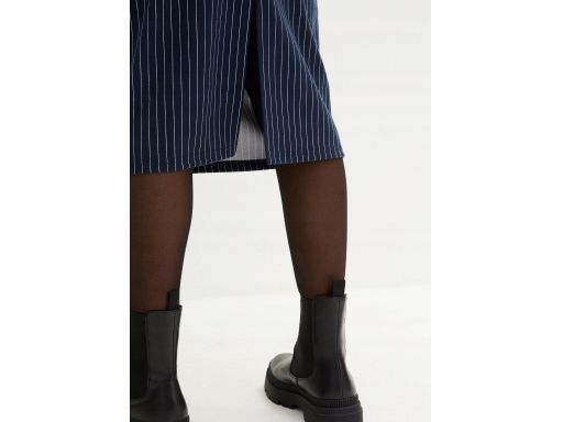 B.P.C lniana midi granatowa w pionowe cienkie paski ^56/58