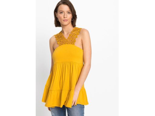 B.P.C Żółty top bluzka z koronką ^40/42