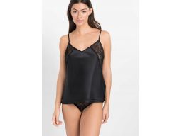 B.P.C Jedwabny top z koronką czarny ^36/38