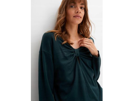 B.P.C sweter dzianinowy z wycięciem butelkowa zieleń 36/38.