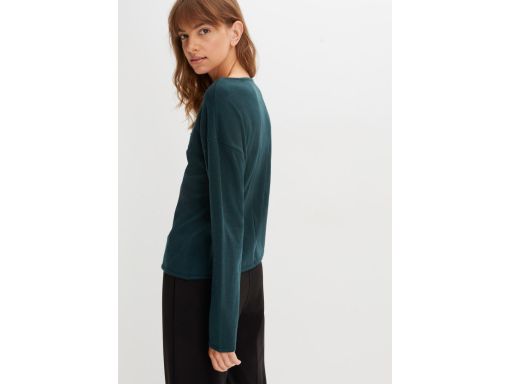 B.P.C sweter dzianinowy z wycięciem butelkowa zieleń 36/38.