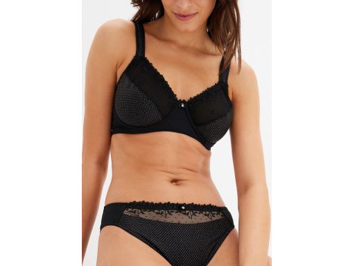 B.P.C majtki figi czarne z połyskującym srebrnym akcentem koronka ^52/