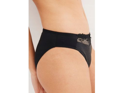 B.P.C majtki figi czarne z połyskującym srebrnym akcentem koronka ^52/