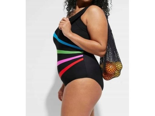 B.P.C kostium silnie modelujacy czarny w kolorowe paski r.50