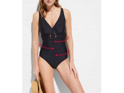 B.P.C czarny kostium kąpielowy z klamrą r.48