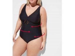 B.P.C czarny kostium kąpielowy z klamrą r.48