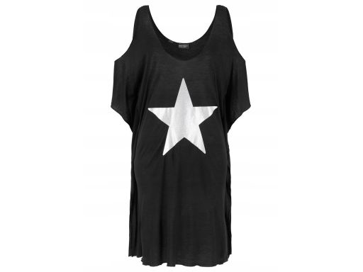 B.P.C sukienka tunika plażowa czarna z gwiazdą odkryte ramiona 48/50.