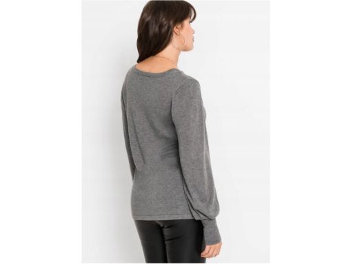 B.P.C sweterek z bufiastymi rękawami szary r.36/38