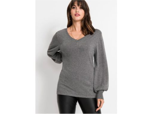 B.P.C sweterek z bufiastymi rękawami szary r.36/38