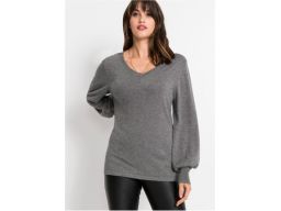 B.P.C sweterek z bufiastymi rękawami szary r.36/38