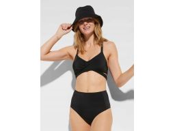 B.P.C bikini bustier wiązane czarne z figami 40.