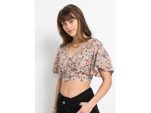 B.P.C krótka bluzka koszulowa nadruk r.42