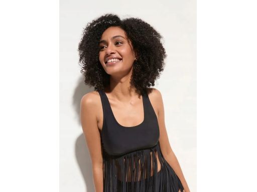 B.P.C czarne tankini z frędzlami + figi wysoki stan ^44