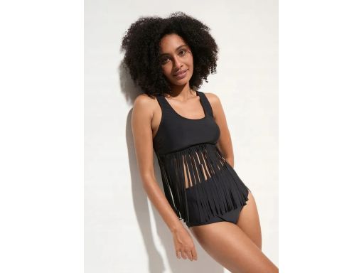 B.P.C czarne tankini z frędzlami + figi wysoki stan ^44