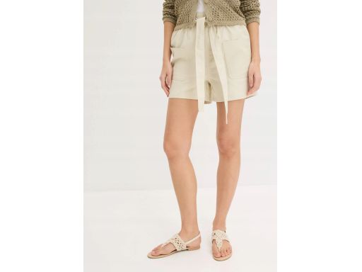 B.P.C szorty beżowe damskie twillowe z wiązaniem 48.