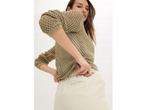 B.P.C szorty beżowe damskie twillowe z wiązaniem 48.