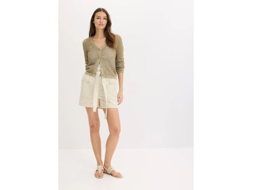 B.P.C szorty beżowe damskie twillowe z wiązaniem 48.