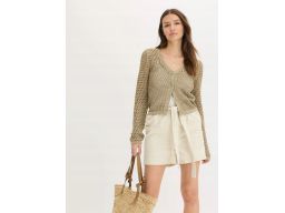 B.P.C szorty beżowe damskie twillowe z wiązaniem 48.