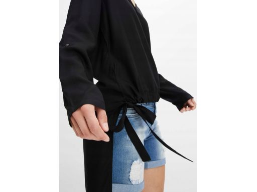 B.P.C długa bluzka asymetryczna czarna z wiązaniem 50.