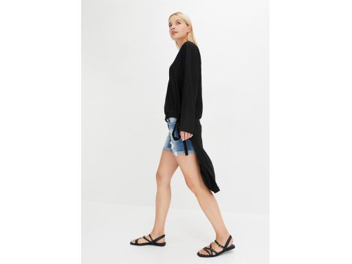 B.P.C długa bluzka asymetryczna czarna z wiązaniem 50.
