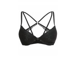 B.P.C biustonosz usztywniany czarny koronkowy z paskami r.75D