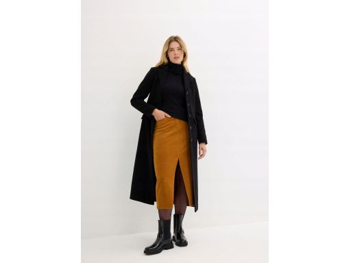 B.P.C sztruksowa spódnica brązowa musztardowa midi z rozcięciem ^56