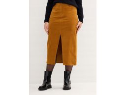 B.P.C sztruksowa spódnica brązowa musztardowa midi z rozcięciem ^56