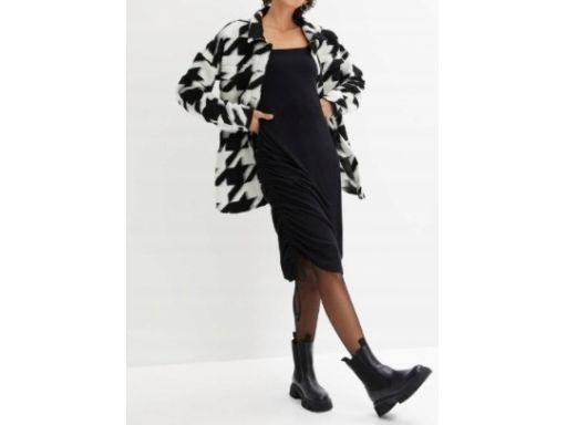 B.P.C sukienka dżersejowa czarna z marszczeniem midi ^44/46