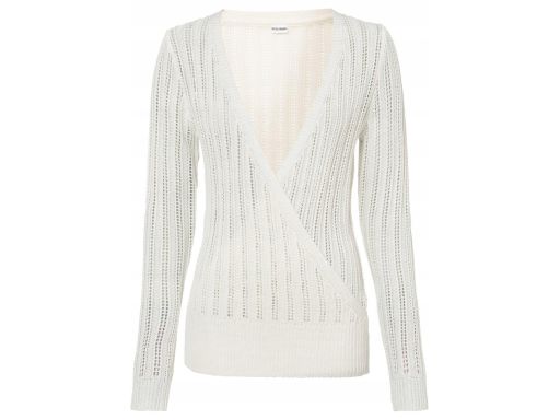 B.P.C ecru śmietankowy sweterek kopertowy ażurowy ^40/42