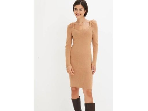 B.P.C sukienka dzianinowa karmelowa ołówkowa r.40/42