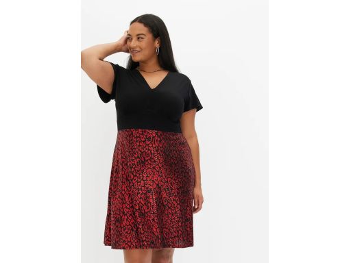 B.P.C sukienka 2w1 czarno-czerwona z cekinami 48/50.