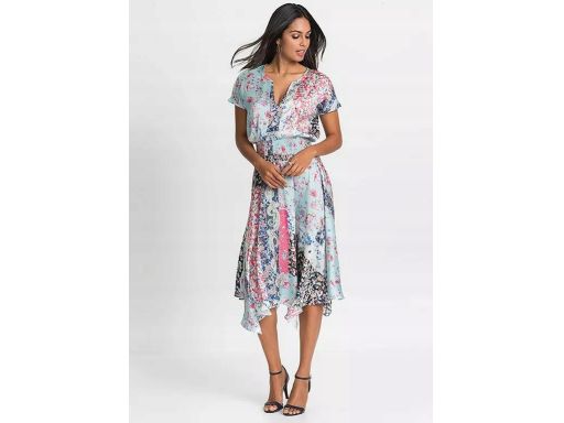 B.P.C sukienka midi satynowa asymetryczna z nadrukiem r.40