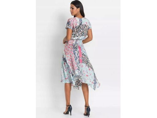B.P.C sukienka midi satynowa asymetryczna z nadrukiem r.40