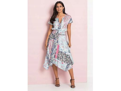 B.P.C sukienka midi satynowa asymetryczna z nadrukiem r.40