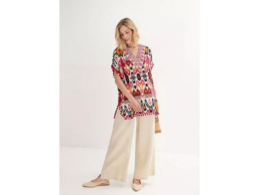 B.P.C plażowa tunika kolorowa z pomponami 40/42.