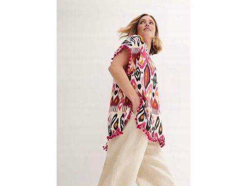 B.P.C plażowa tunika kolorowa z pomponami 40/42.