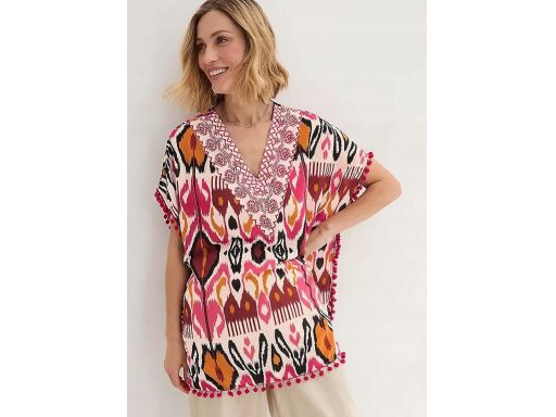 B.P.C plażowa tunika kolorowa z pomponami 40/42.