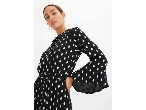 B.P.C sukienka czarna w srebrne grochy 40.