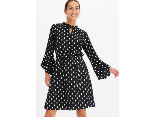 B.P.C sukienka czarna w srebrne grochy 40.