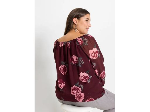 B.P.C bluzka szyfonowa w kwiatki z dekoltem carmen 50.