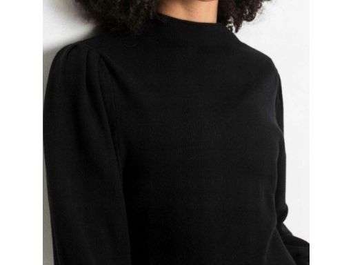 B.P.C sukienka czarna dzianinowa z bufiastymi rękawami r.36/38