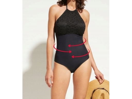 B.P.C kostium jednoczęściowy czarny z ażurem r.46