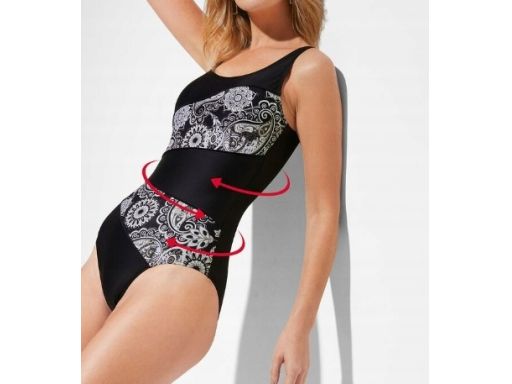 B.P.C kostium jednoczęściowy czarny ze wzorem modelujący r.42